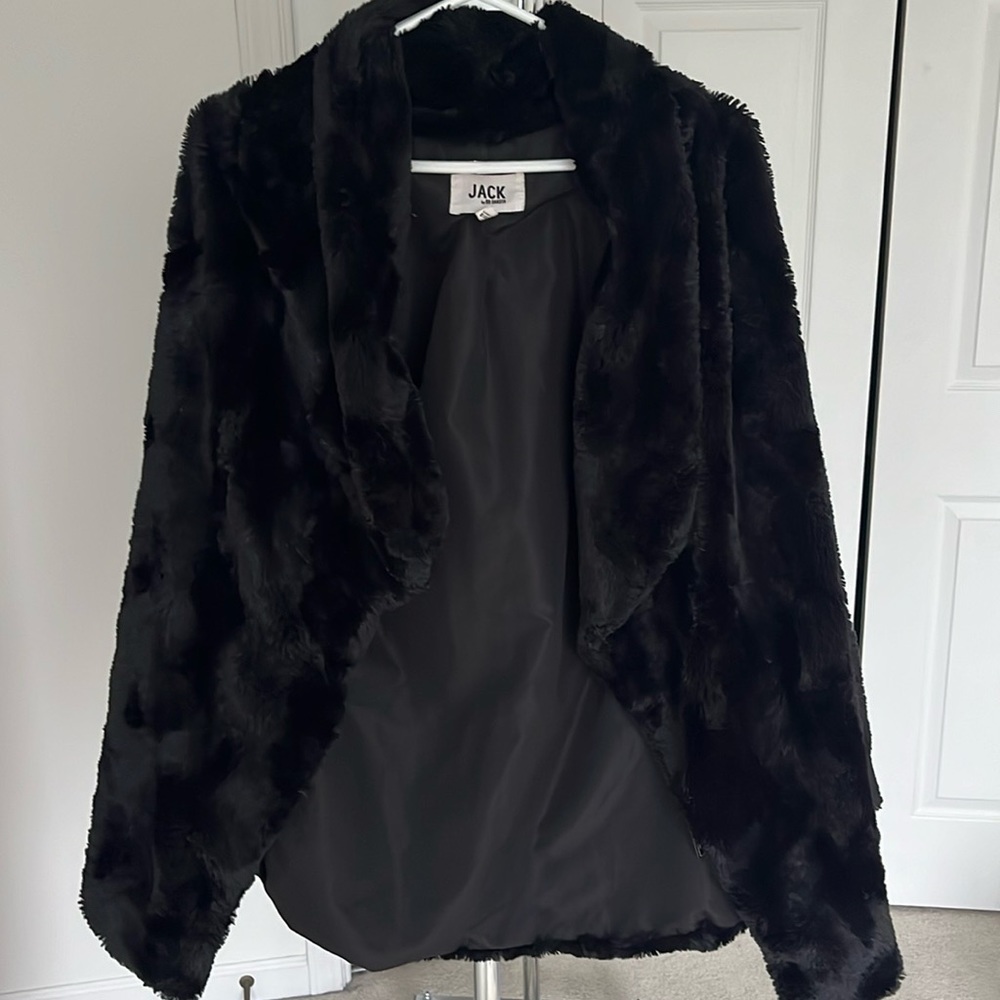 Black faux fur jacket